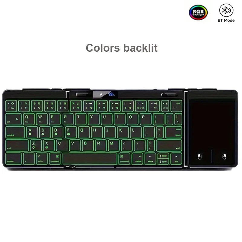 Jomaa Alloy Bluetooth Foldable Keyboard Battery Level Display Rechargeable Wireless Folding Keyboard with Touchpad for Laptop