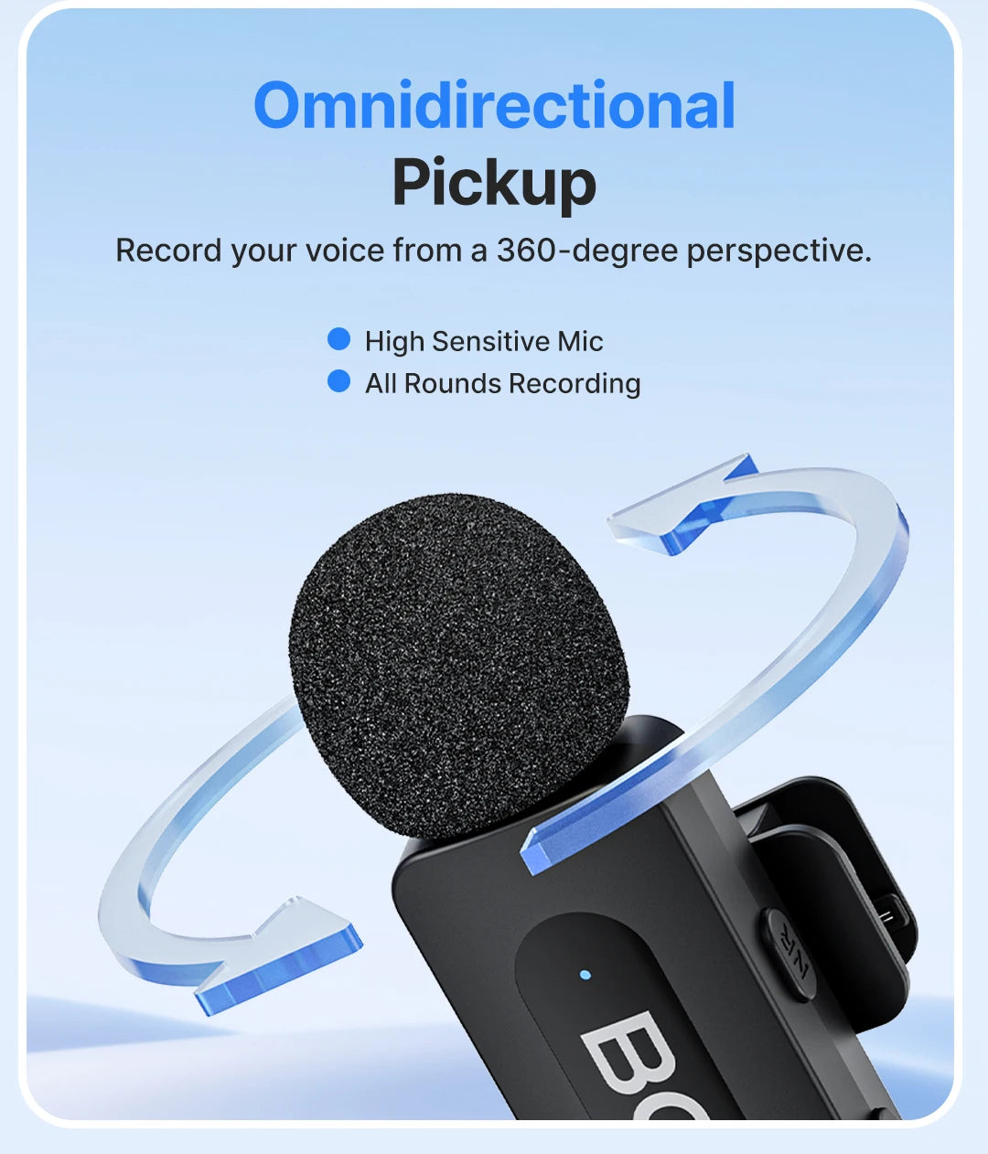 BOYA BY-V3 Wireless Lavalier Lapel Mirophone Noise-cancelling Rechargeable Mic for iPhone Android Camera Live Streaming Vlogging