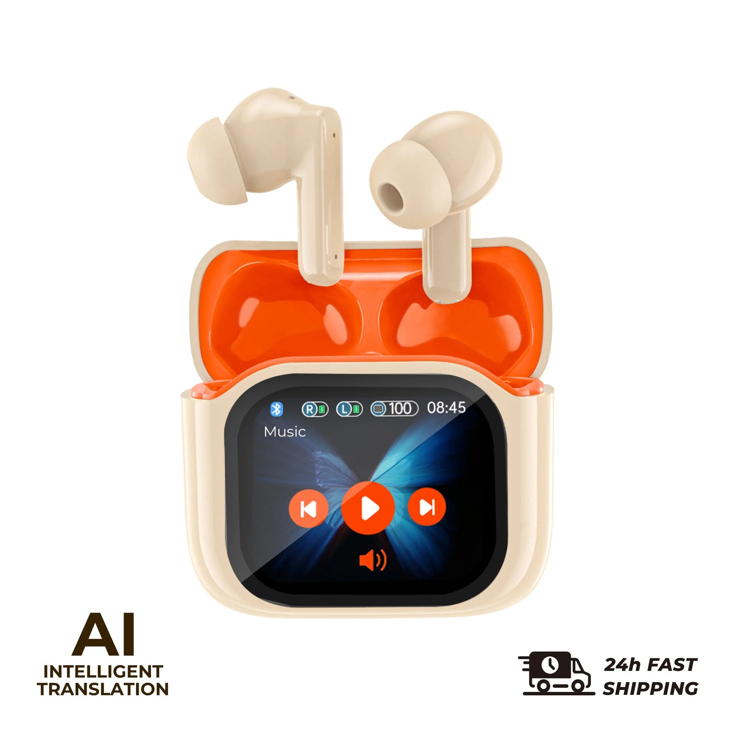 Touch Screen Translation Headphones 144 Languages Two-Way Real Time Translator Headsets Travel Business Bluetooth Earbuds