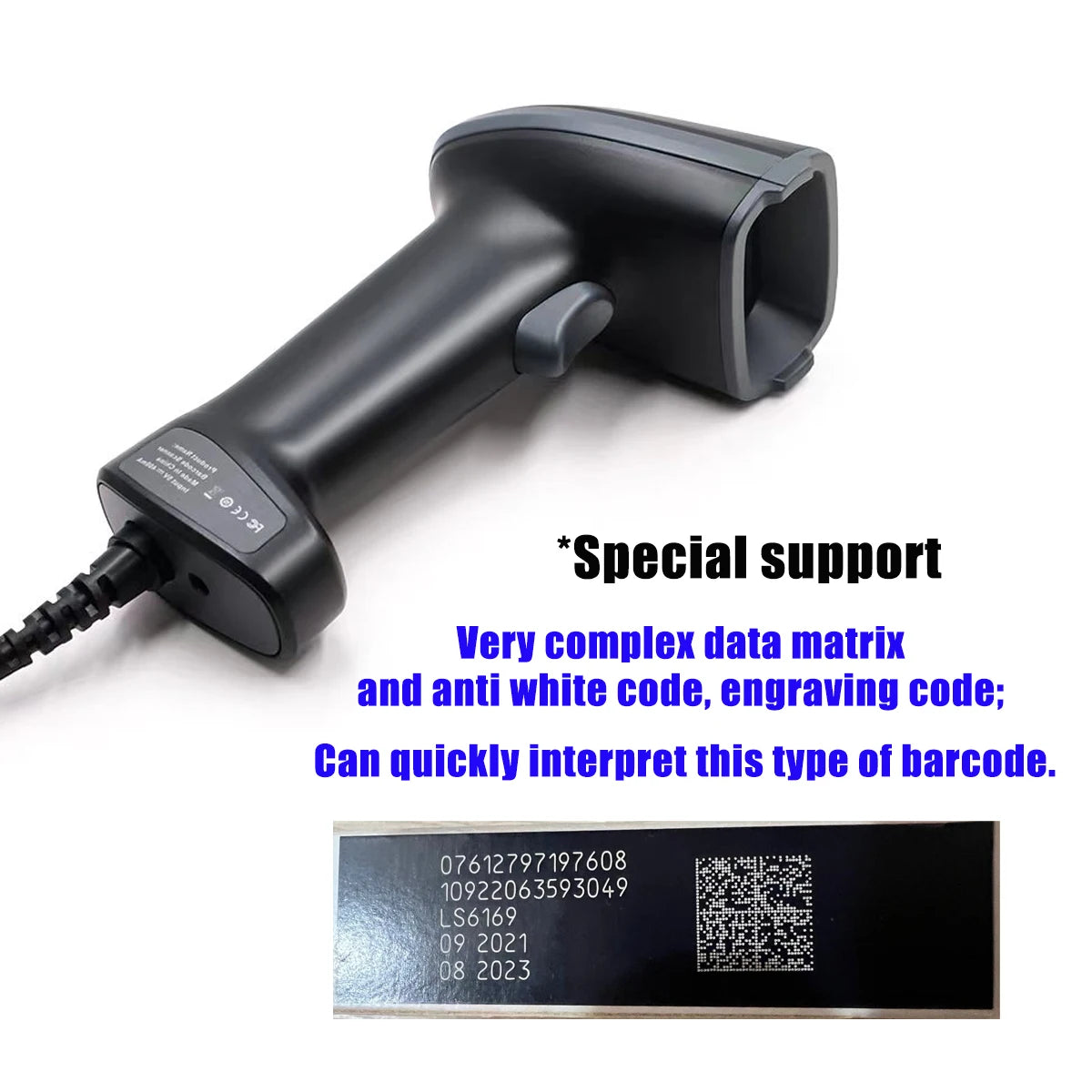 2D/1D OCR Barcode Scanner Handheld Portable Wired USB Reader MRZ PDF417 Data Matrix for Retail Store /Passport Identity Card