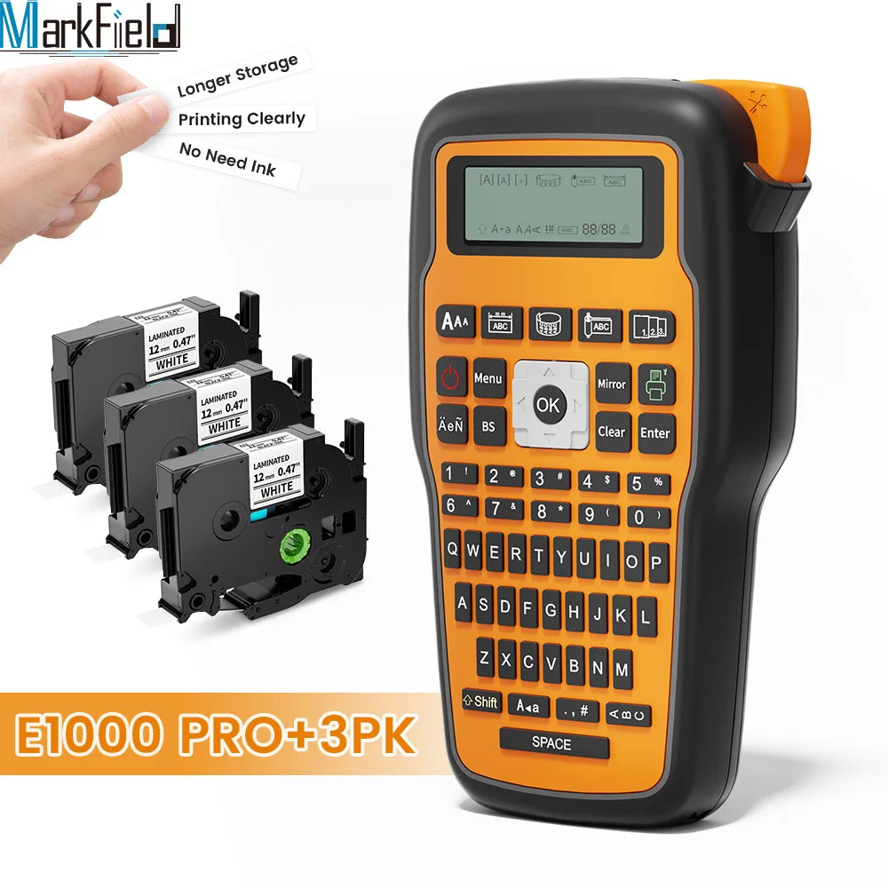 E1000 PRO Portable Label Printer 203dpi Compatible for Brother TZe231 HSE231 FX231 6-12mm Label Maker Machine Industrial Labeler
