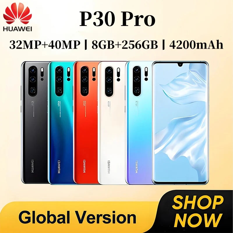 HUAWEI P30 Pro Smartphone Android 4200mAh 8GB RAM 256GB ROM 6.47 Inch Phone FHD+2340x1080 32+40MP GPS 4 5G Network Mobile Phones