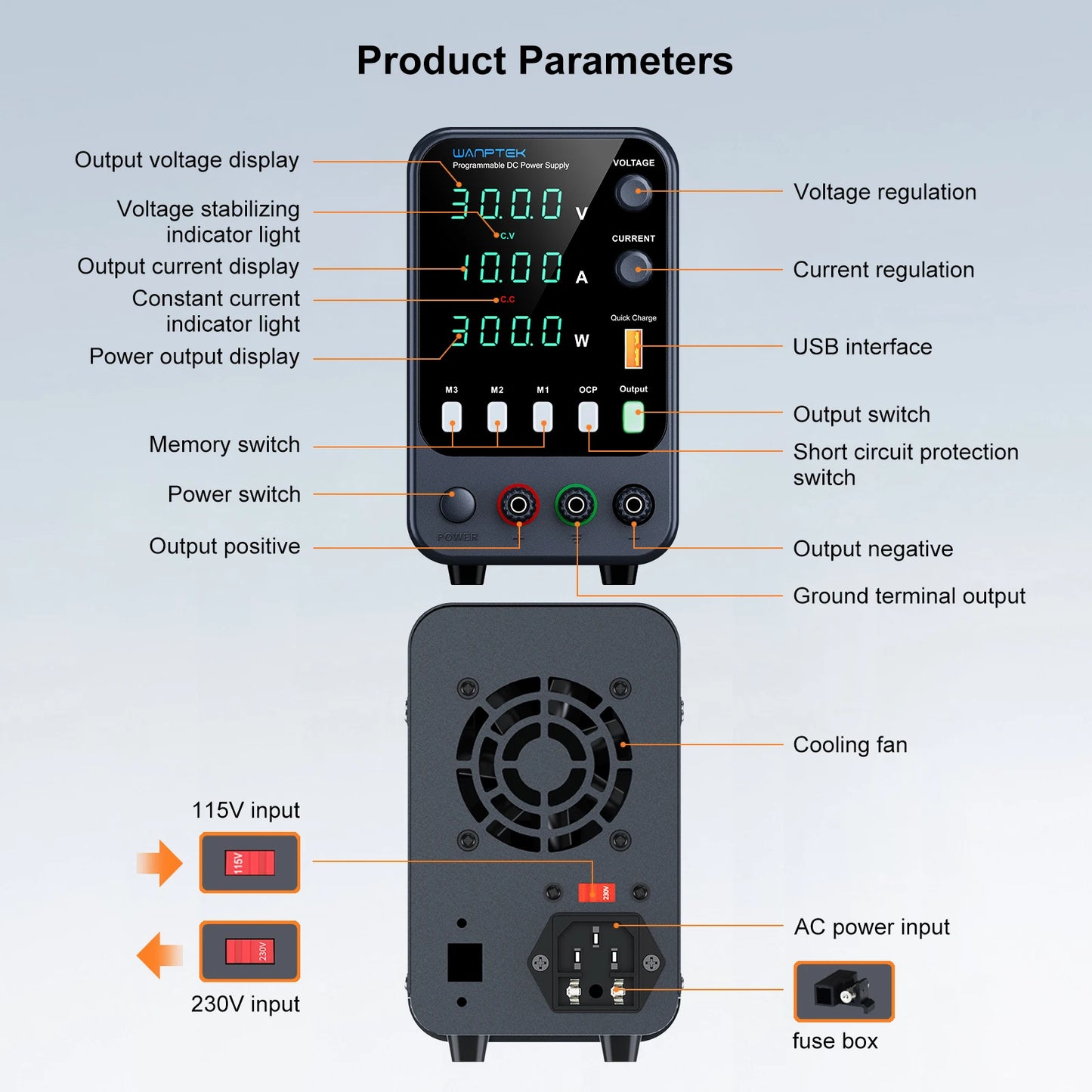 Wanptek Laboratory Power Supply Adjustable 30V 60V 120V For Phone Repair Regulated Lab Bench DC Power Supplies