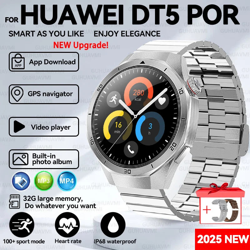 For HUAWEI GT 5 Pro 2025 New SmartWatches 32Gb Memory MP3&MP4 APP Download AGPS Navigation map Bluetooth call NFC SmartBracelet