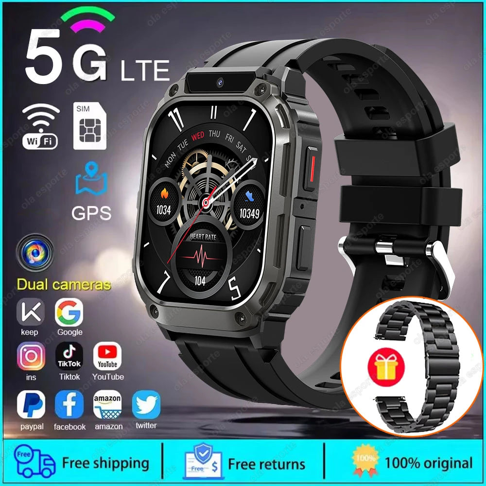 New GPS 5G SIM Card Smartwatch Men Women Video Calls 2/16GB Memory GPS WiFi Tiktok APP Waterproof Smart Watch For Android Pk Pgd