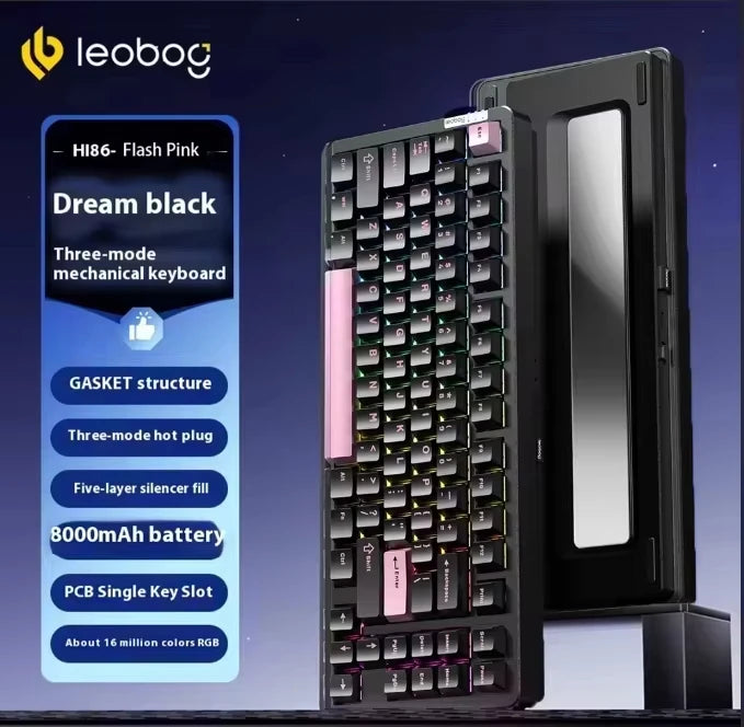 LEOBOG Hi86 Mechanical Keyboard Three-mode Aluminum Alloy Hot-Swap RGB Light Gasket Game Keyboard Customized Esports Accessories