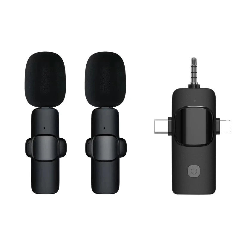 3 In 1 Wireless Lavalier Microphone for Android 3.5mm for radio Live Recording Noise Reduction Professional Mini Microph