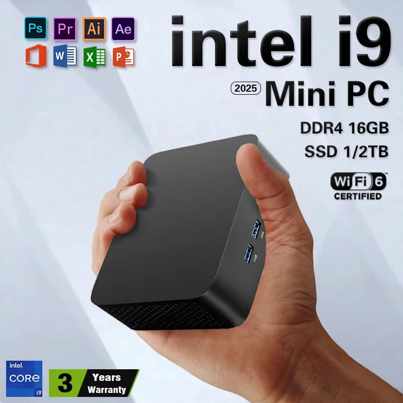 MINI PC Windows 11 Pro Intel Core i9 8950HK DDR4 16GB M.2 SSD 1TB 2TB Computer Gaming Wifi 6 BT5.2 Office UHD Desktop PC Gamer