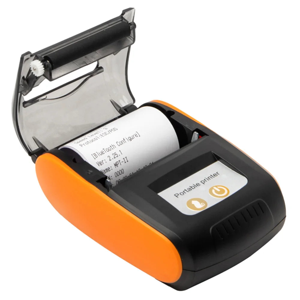 Portable Receipt Printer 58mm Mini Thermal Printing Wireless BT USB Mobile Printer 203dpi with 2 Inch Thermal Paper Roll