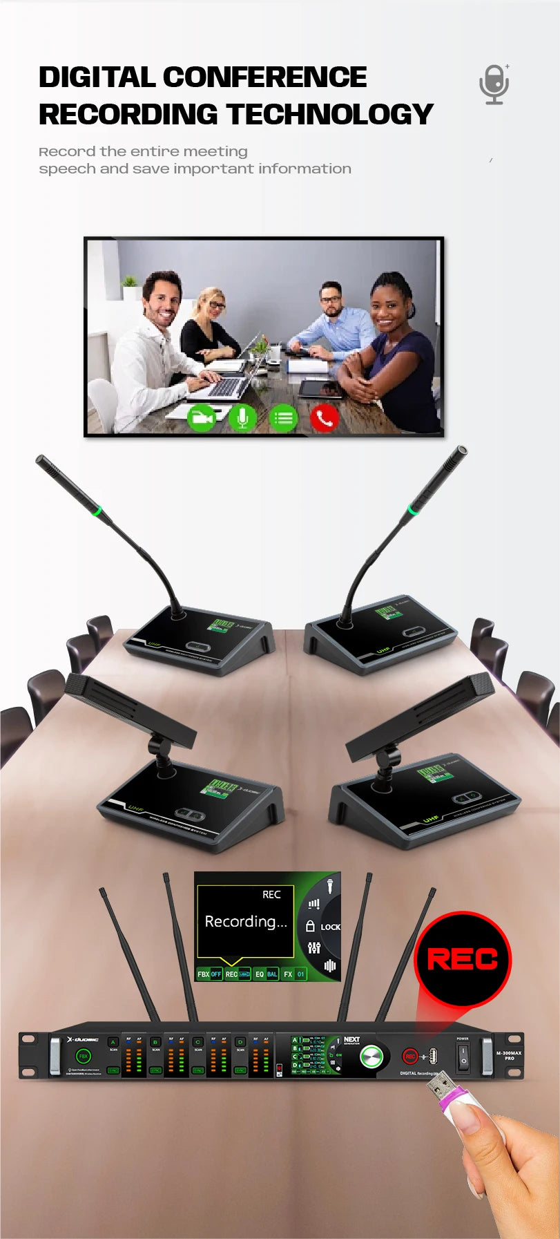 X-DUOMIC M300PRO true diversity one to four wireless microphone professional stage performance balanced reverb anti-howling