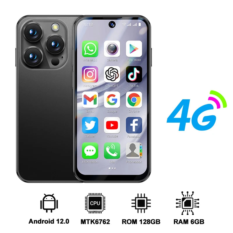 SERVO 19PRO 4G Network Mini Smartphone Android12 OS RAM 6GB ROM 128GB Play Store GPS OTG 3.88" Display 2 SIM Pocket Smart Phones