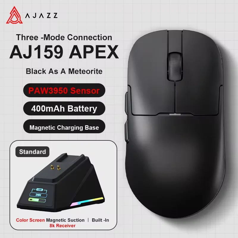 AJAZZ AJ159 APEX/AJ159PRO Wireless Gamer Mouse with RGB Magnetic Charging Base Lightweight  AJ159P Gaming Mouse for PC Laptop