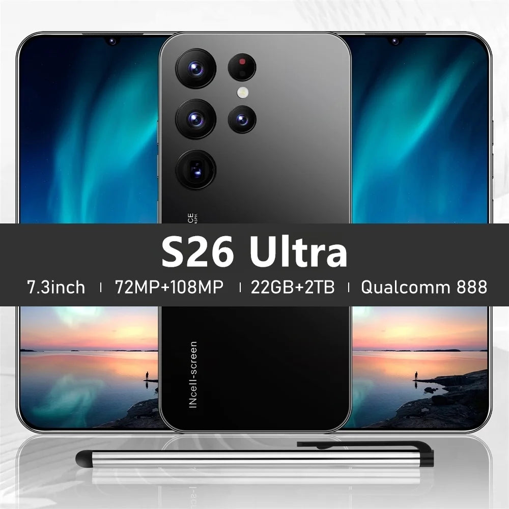 HOT 2025 new S26 Ultra original intelligent 4G 5G dual card dual standby Android 14 system global version 108MP 8000mAh battery