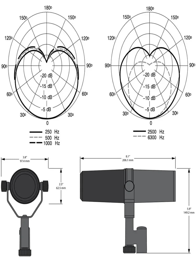 Shure SM7dB 7DB professional podcast microphone, built-in+28dB preamplifier, with optional frequency response dynamic microphone