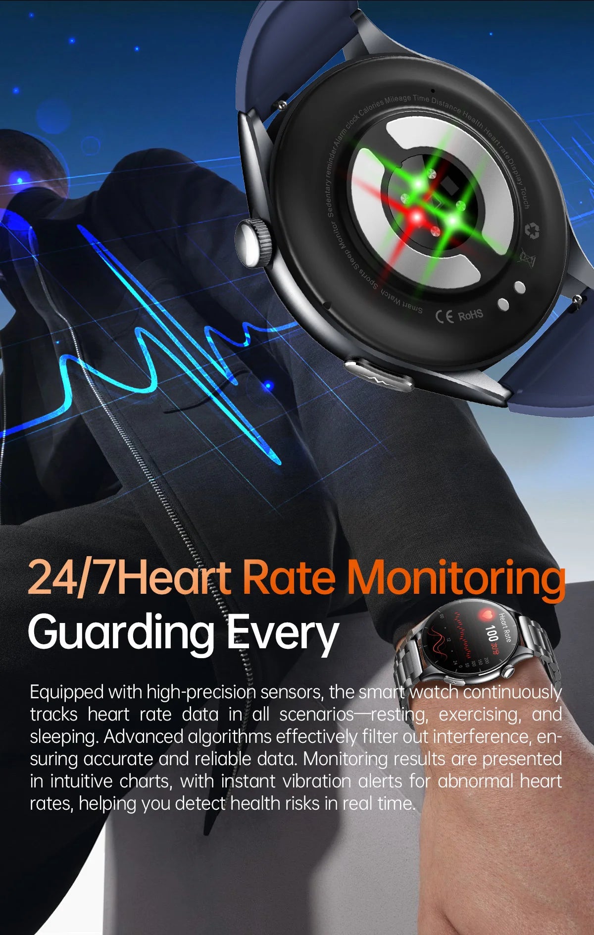 2025 New NFC  Health MonitorUric Acid Blood Pressure Blood oxygen Body Analysis Smart Watch ECG+PPG Clock Smartwatch Men lady