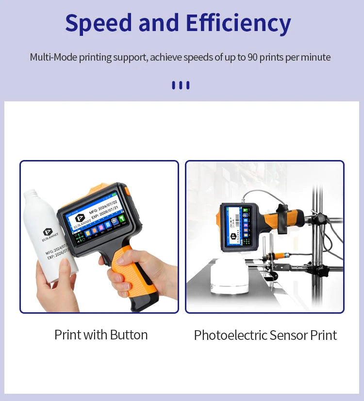 EURANNIT E19 12.7mm Portable Printer Handheld Thermal Inkjet Printer Portable Expire Date Counter QR Barcode Logo Coding Machine