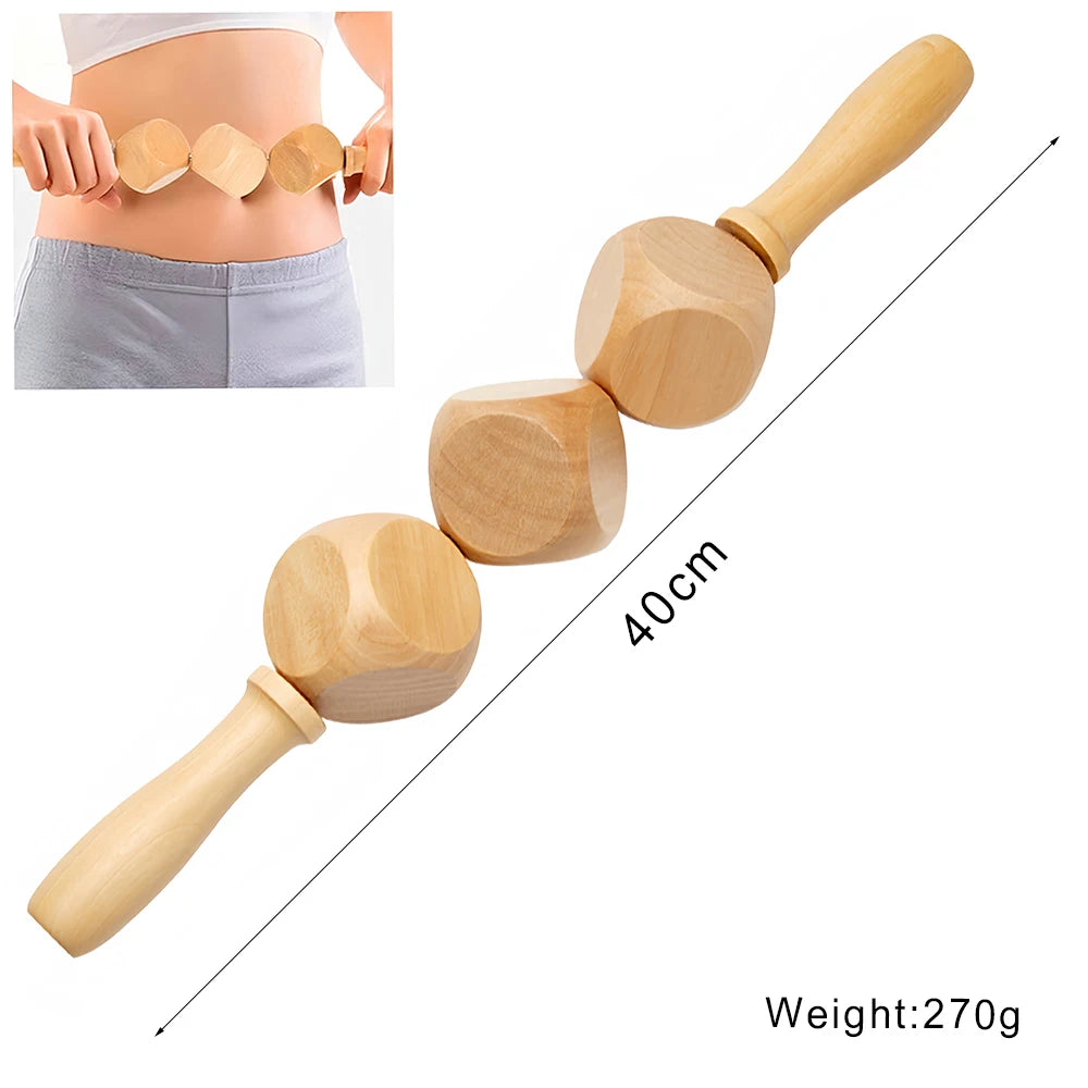 Wood Therapy Massage Tools Gua Sha Board Wooden Scraper Massage Rolls Lymphatic Drainage Tool for Release Cellulite Sore Muscle