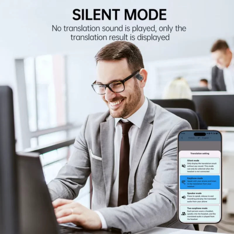 Auriculares de traducción 3 en 1,dispositivo de traducción Bluetooth 5.4 para aprendizaje de negocios