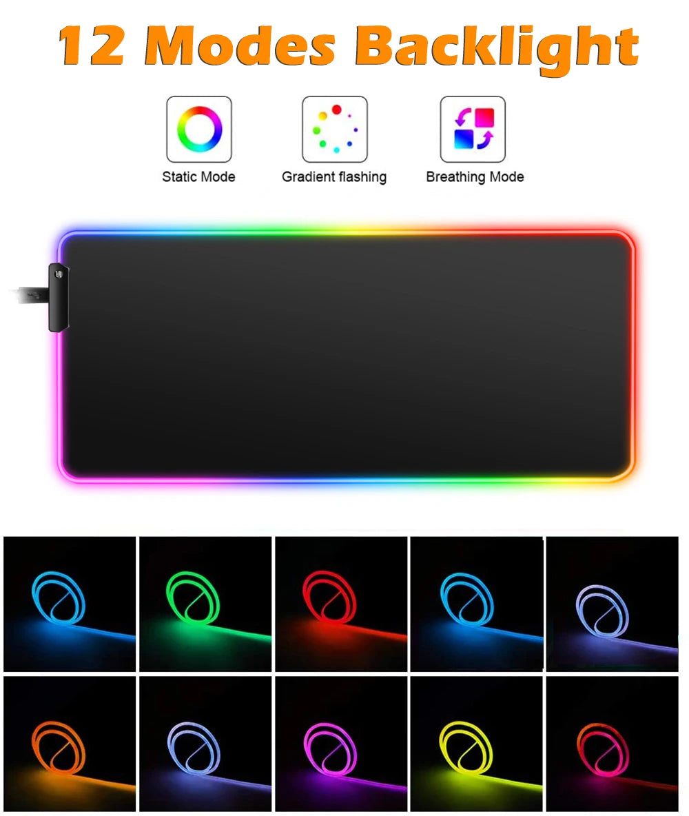 Cool Space Large RGB Mouse Pad Gaming XXL Mousepad LED Mause Pad Gamer Copy Mouse Carpet MausePad PC Desk Pad Mat with Backlit
