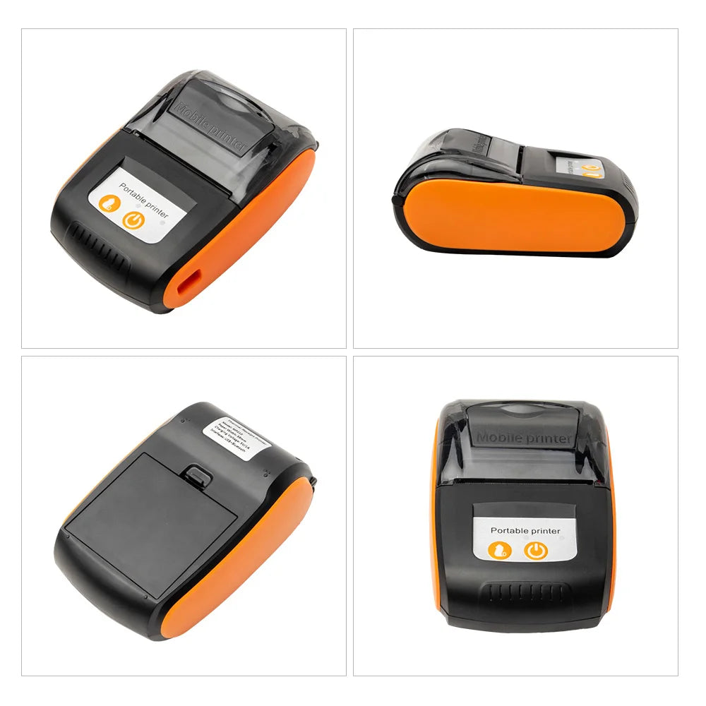 Portable Receipt Printer 58mm Mini Thermal Printing Wireless BT USB Mobile Printer 203dpi with 2 Inch Thermal Paper Roll