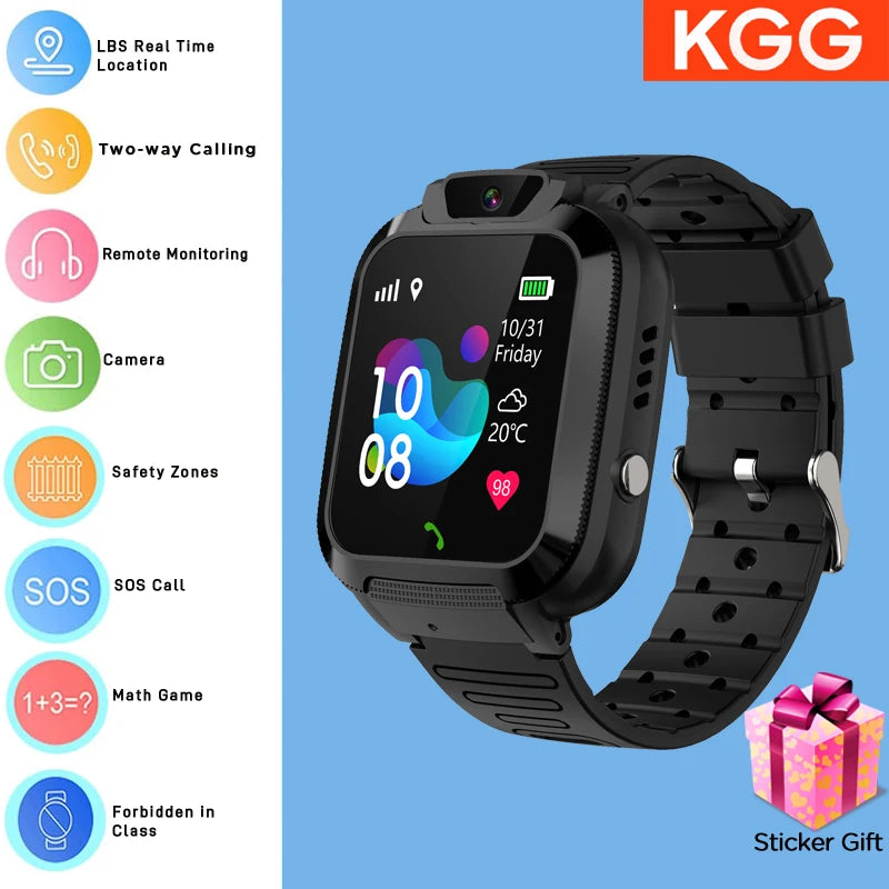 ﻿ 4G Sim Card 2G Internet Kids Smart Watch SOS Call LBS Location Child SmartWatch Camera Waterproof Phone Watch with Sticker