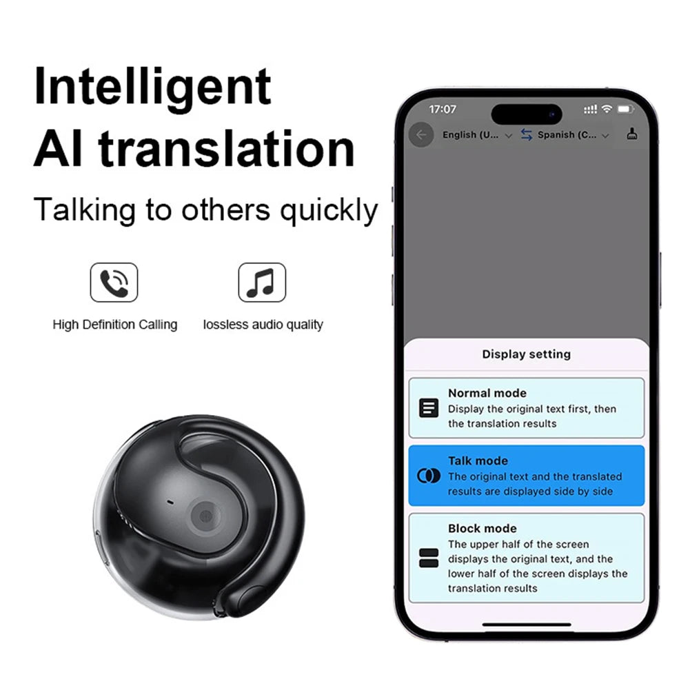 Ai Real Time Language Translation Wireless Bluetooth Headphones Music Waterproof 144 Languages Smart Voice Translator Earphone