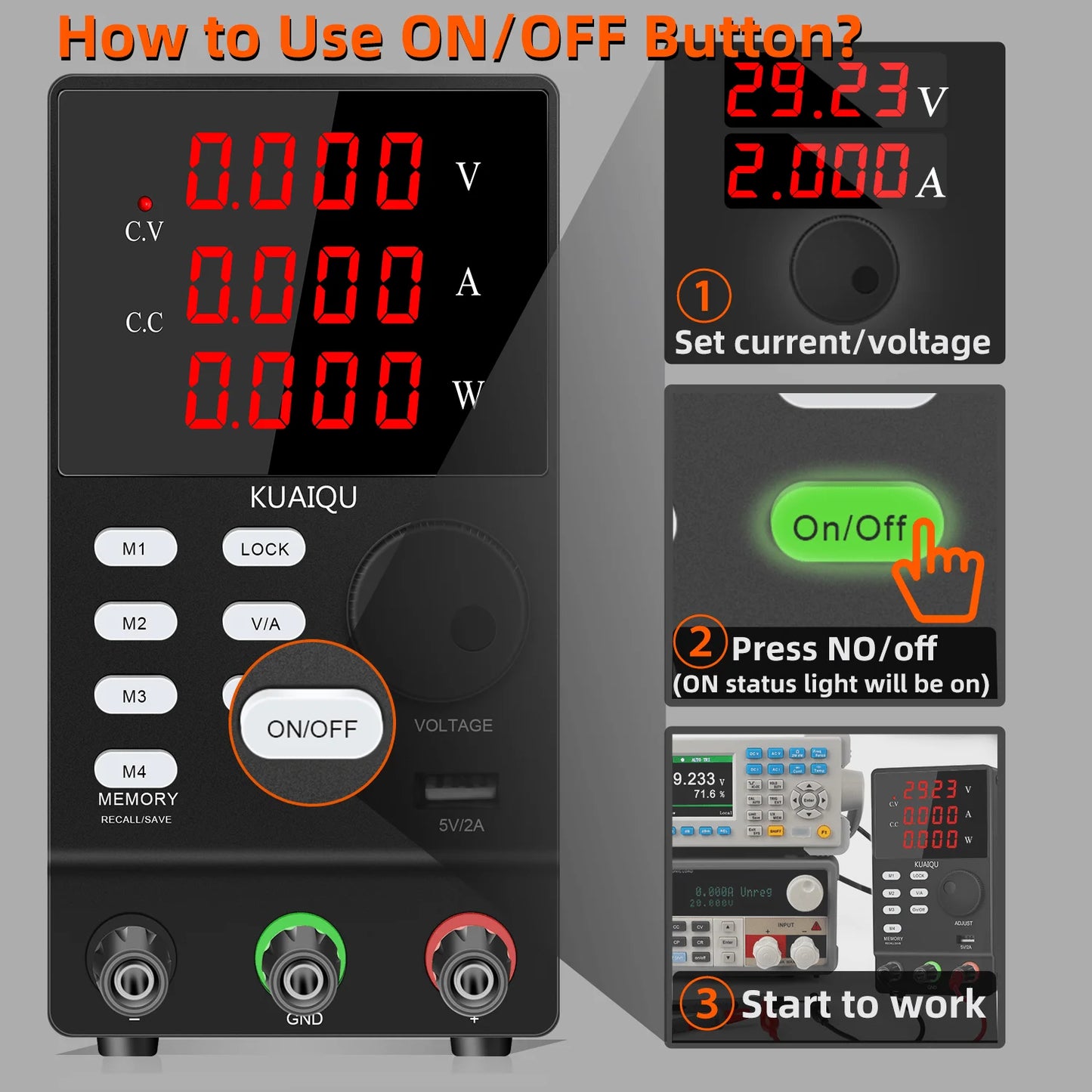 30V10A Programmable DC Power Supply Adjustable Bench Power Supply,M1-M4 Storage, Fast Output, Preset Voltage Current,60V 120V