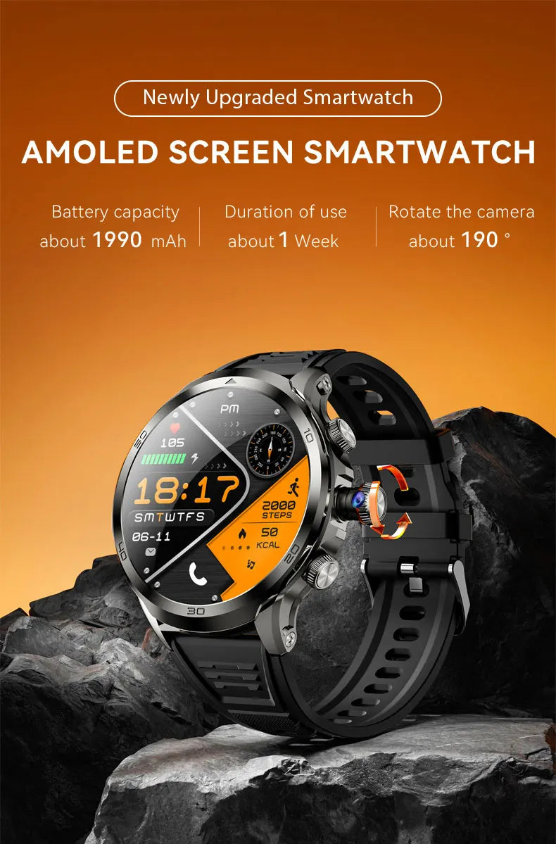 Original H19 Smart Watch Android 10.0 Smartwatch With 190° Rotary Camera GPS WIFI 1.95inch Larger Amoled Screen 256GB Storage