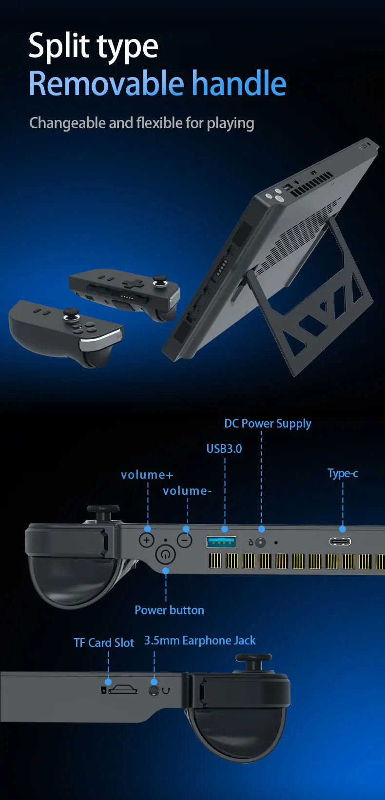 CRELANDER Laptop Intel N95 CPU 4 Cores 4 Threads 10.5 "TDP Touch Screen Detachable Gamepad Portable Handheld Gaming PC Laptops