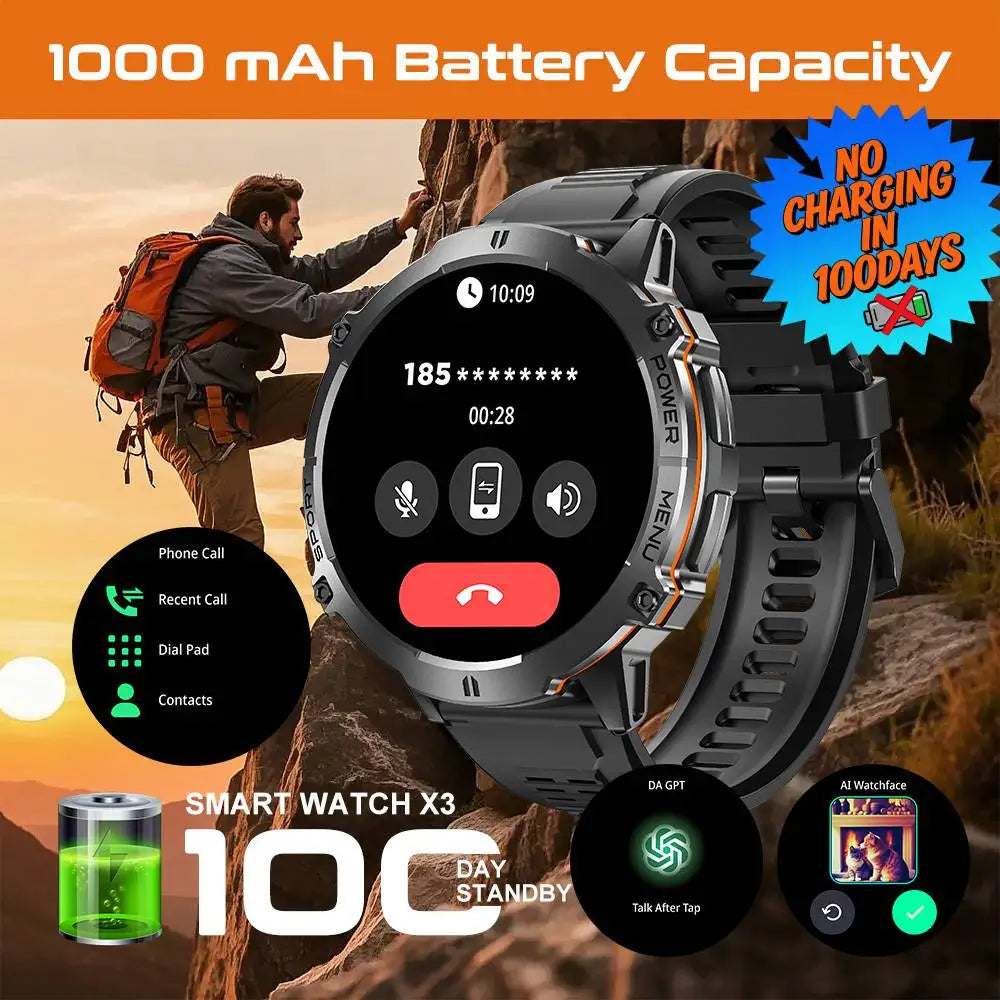 Leadoys X3 Smartwatch Outdoor Sports Swimming Watch 10m Waterproof GPS on Dafit APP 200+ Watch Face Reloj Hombre 100Days Standby