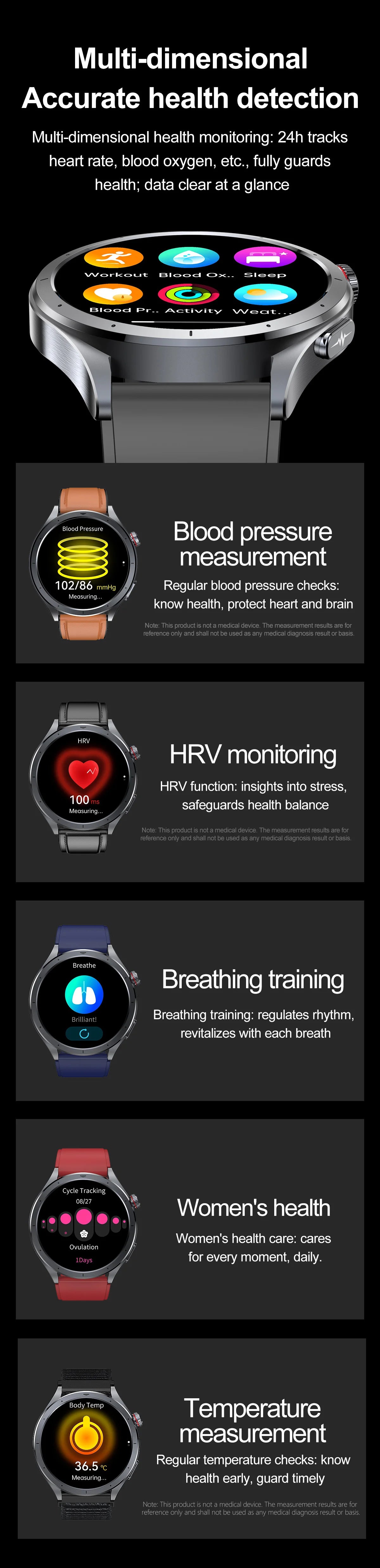 2025 New Body Fat Analysis Health Smart Watch ECG+PPG Uric Acid Blood Pressure Blood Oxygen Clock Call Smart Watch For Men Women