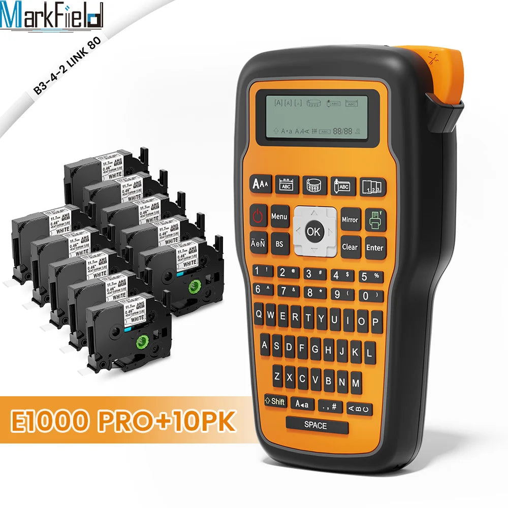 E1000 PRO Portable Label Printer 203dpi Compatible for Brother TZe231 HSE231 FX231 6-12mm Label Maker Machine Industrial Labeler
