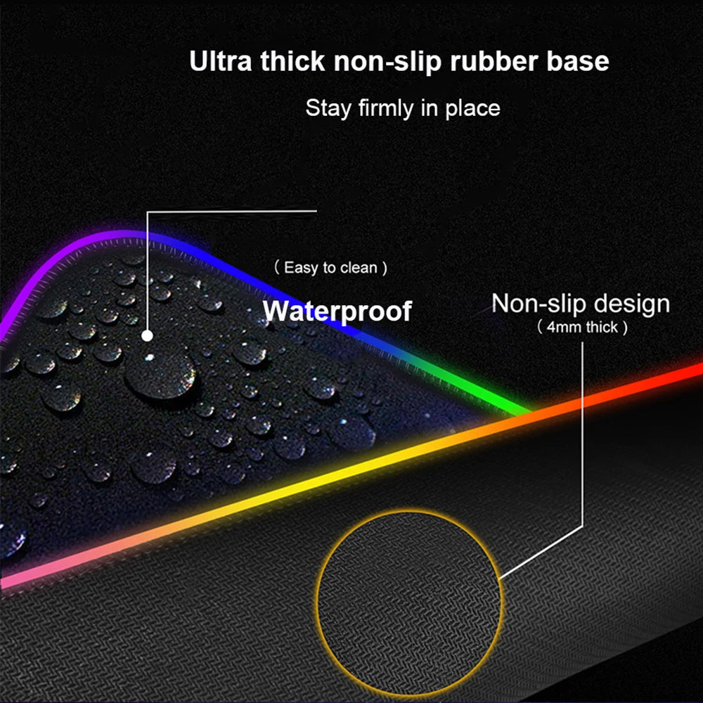 Cool Space Large RGB Mouse Pad Gaming XXL Mousepad LED Mause Pad Gamer Copy Mouse Carpet MausePad PC Desk Pad Mat with Backlit