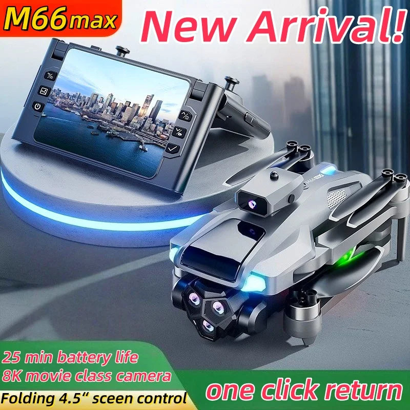 M66 New Folding Drone 4,5" Screen 25 Min Battery 8K Movie Camera Optical Flow Position Aircrafting Obstacle Avoidance Brushless