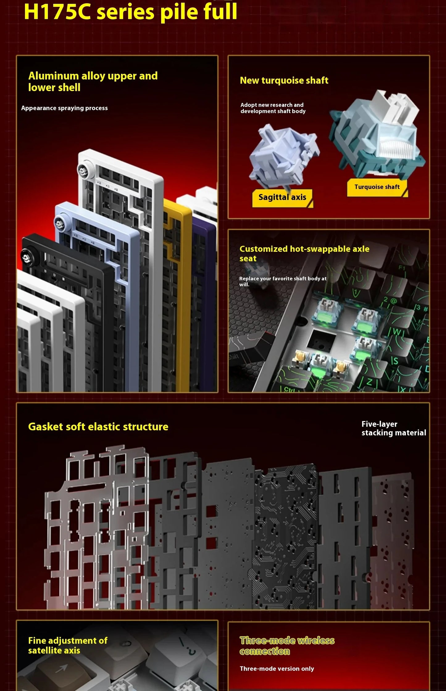 LEOBOG Hi75C Pro Hi75 Sugar65 Custom Mechanical Keyboard Aluminum Kits Hot Swap Wired Gaming Keyboard RGB Gamer Gasket Keyboard