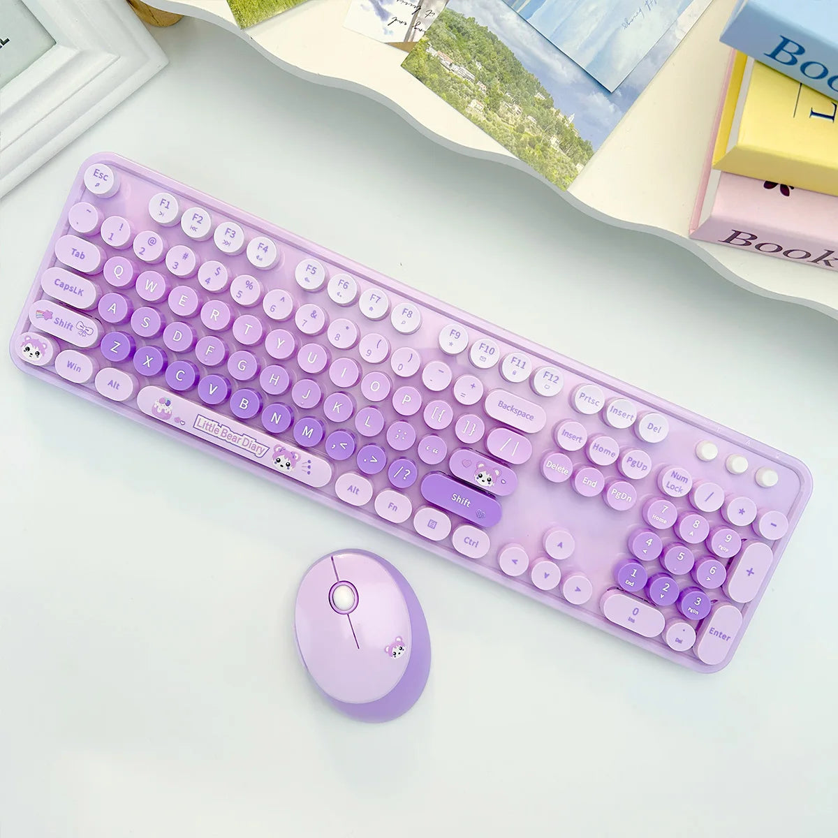 Colorful Sweet Wireless Keyboard And Mouse Set - Combo Pack for Sweet Home Decor And Personal Use