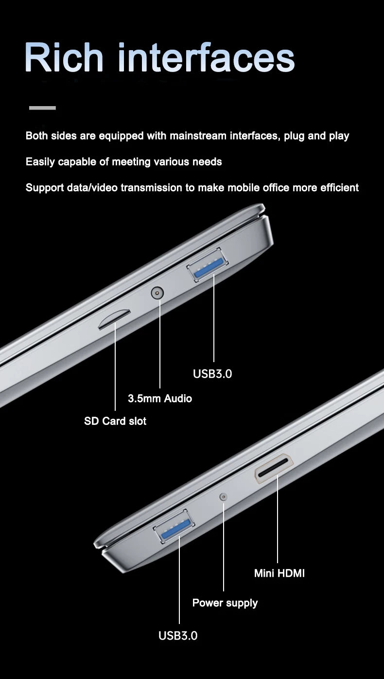 New Ultra Slim 15.6" Laptop N95 32GB RAM 2048GB SSD 7500mAh Battery  Notebook Gamer Office Study Computer PC Windows 11 Pro