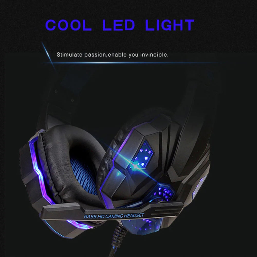 New Gaming Headphones Headset With LED Light Deep Bass Stereo Wired Gamer Earphone Mic for PS4 Xbox PC Laptop Phone One Switch