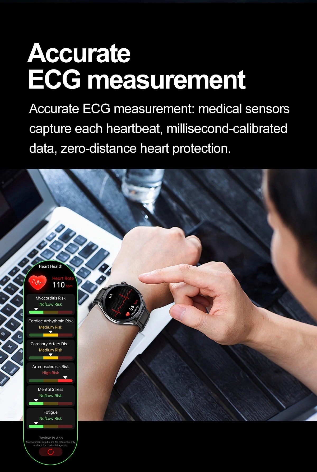 2025 New Body Fat Analysis Health Smart Watch ECG+PPG Uric Acid Blood Pressure Blood Oxygen Clock Call Smart Watch For Men Women