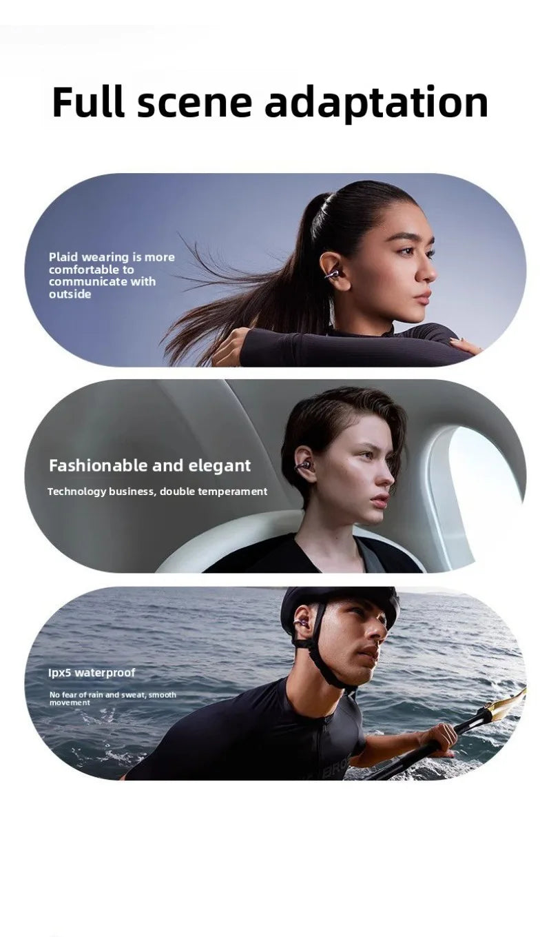 Open Ear Wireless Earphones 144 language Real Time Translator Ear Clip Earbuds Bluetooth Clip On OWS Sports Headphones HD Call