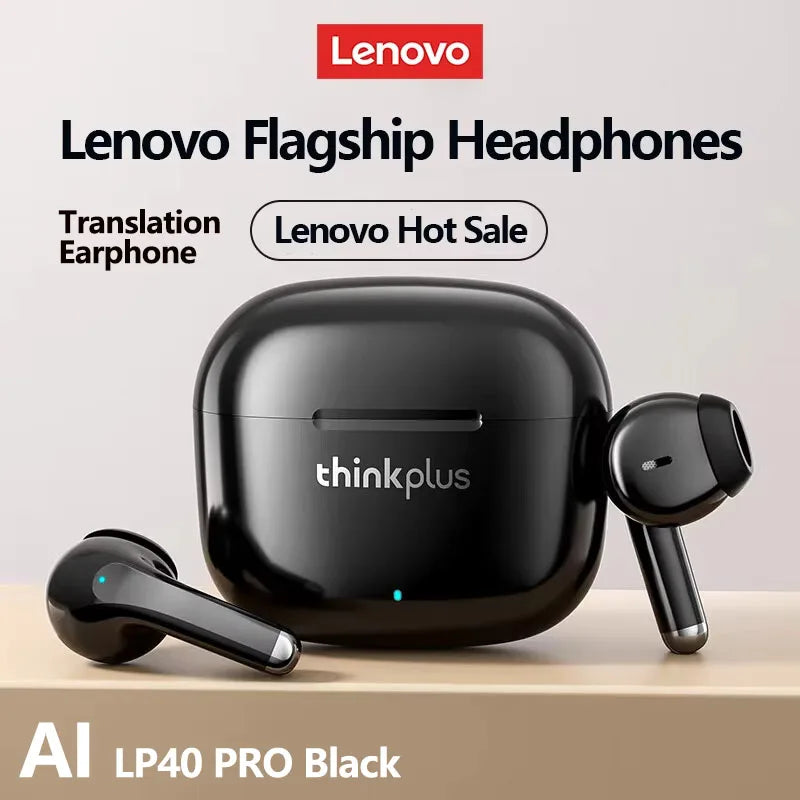 Lenovo LP40 Pro Translation Earburds TWS Bluetooth Real Time Translation Long Endurance AI Earphones Travel Translator Headset