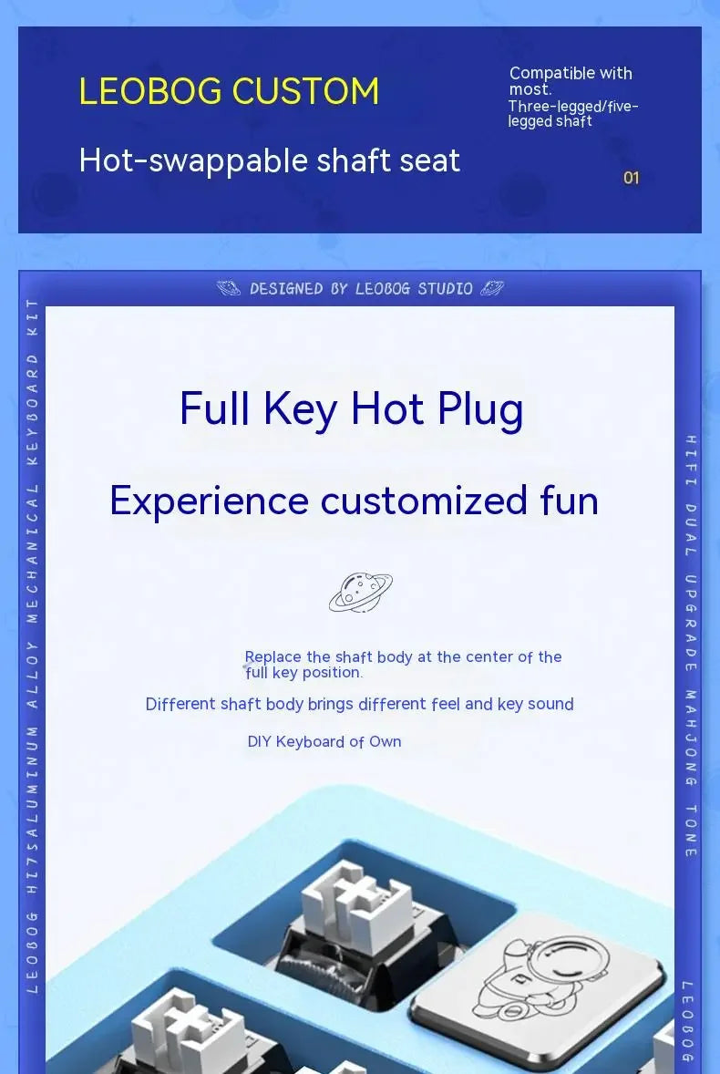 LEOBOG Hi75C Pro Hi75 Sugar65 Custom Mechanical Keyboard Aluminum Kits Hot Swap Wired Gaming Keyboard RGB Gamer Gasket Keyboard