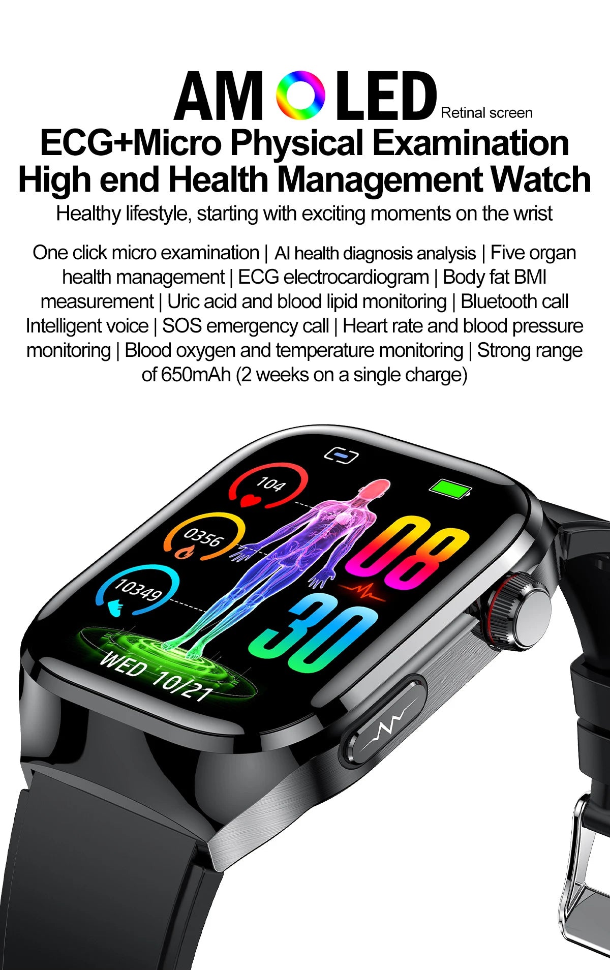Xiaomi 2025 New Three highs Blood Pressure Smartwatch ECG Uric Acid Heart Rate Clock Body Analysis Health Monitoring Watches
