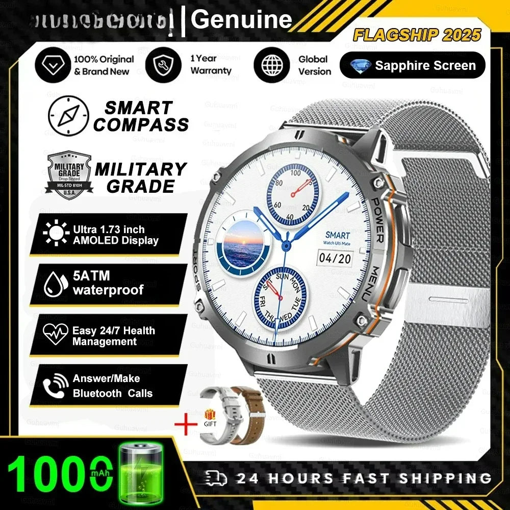 Xiaomi 2026 battery AMOLED screen Outdoor sports smartwatch men's watch compass 10ATM waterproof Bluetooth call smartwatch