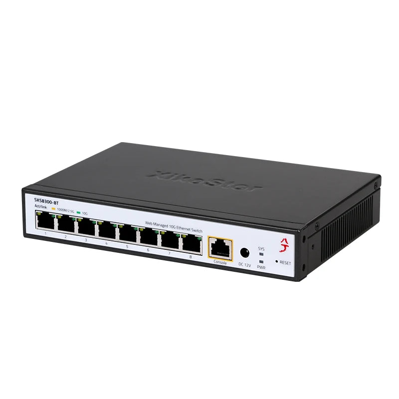 XikeStor 8-Port 10G RJ45 L3 Managed  with Fan Support 1G/2.5G/10G DHCP/VLAN/Port Aggregation/Routing Function