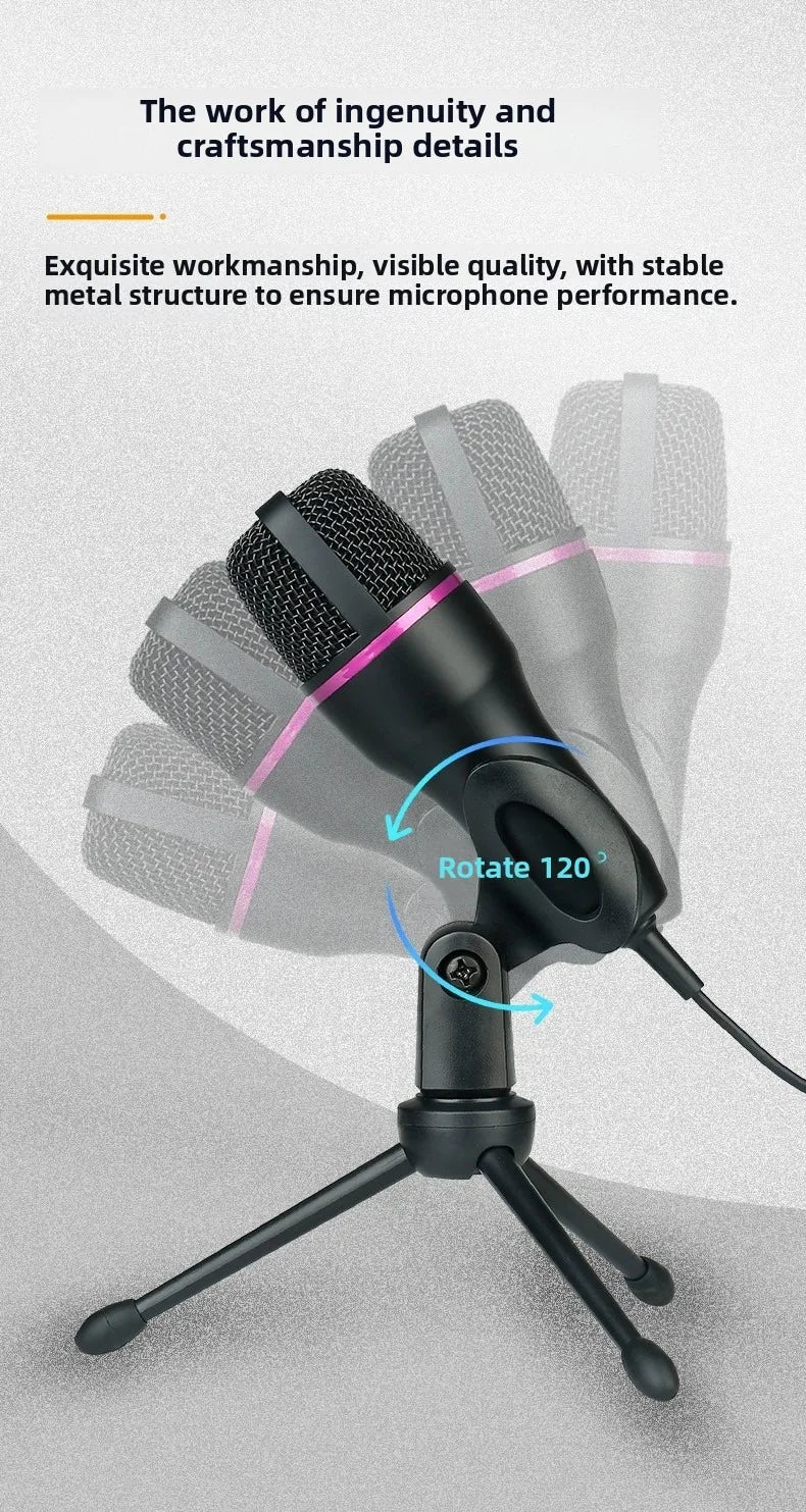 3.5MM/USB Condenser Microphones Professional Microphone Karaoke System Gaming Singing Recording Micro Mic for Computer Laptop