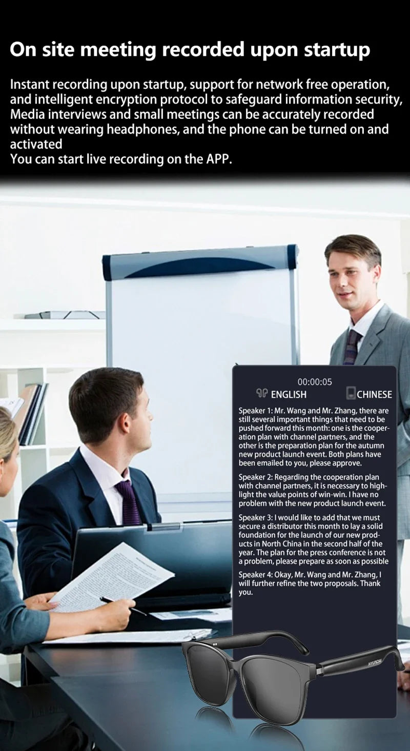 2025 New AI Smart Glasses Intelligent Translation Wireless Bluetooth Glasses Real-time Simultaneous Interpretation Headset