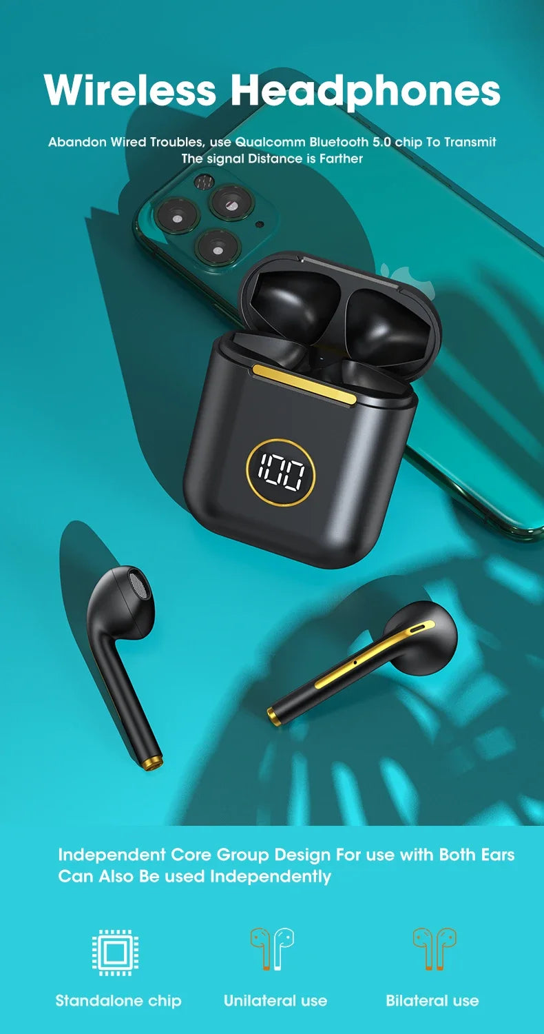 j18 NEW Upgrade Bluetooth 5.1 Earphone Wireless Headphone Stereo Earbuds Headset With Charging Box Microphone For xiaomi iphone