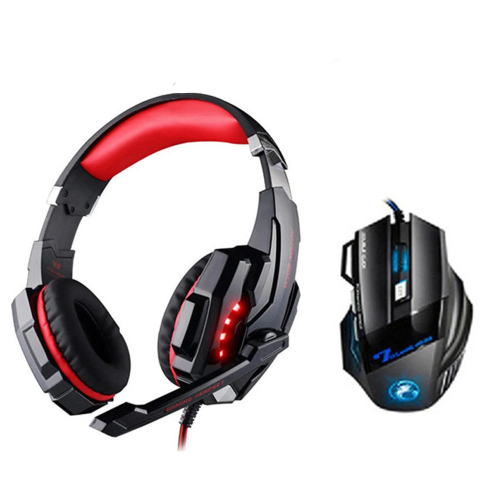 Combination G2000 Gaming Headphones with Microphone Stereo Led Headset + Gaming Mouse for PC Gamer PS4 Notebook Laptop Xbox One