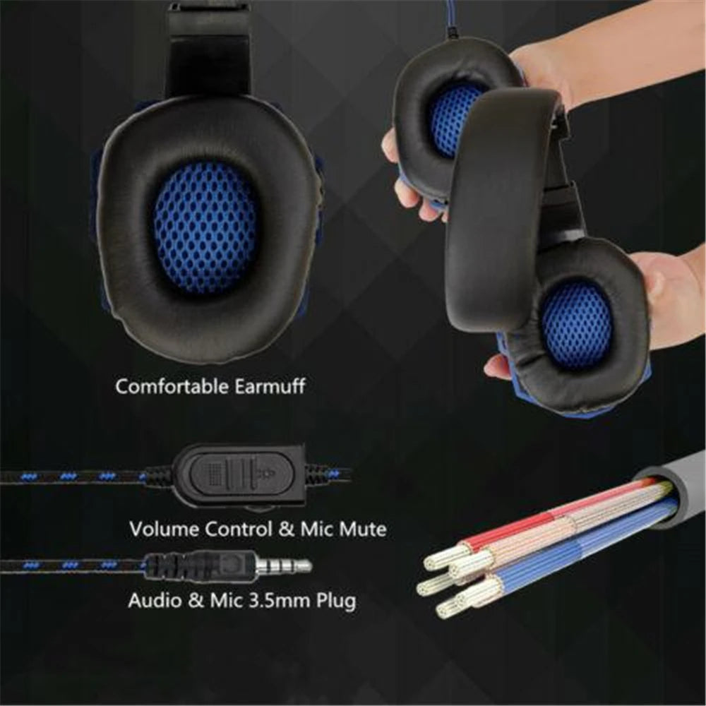 New Gaming Headphones Headset With LED Light Deep Bass Stereo Wired Gamer Earphone Mic for PS4 Xbox PC Laptop Phone One Switch
